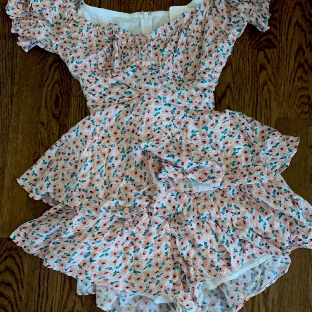 Pink floral Saints + Secrets romper size Medium